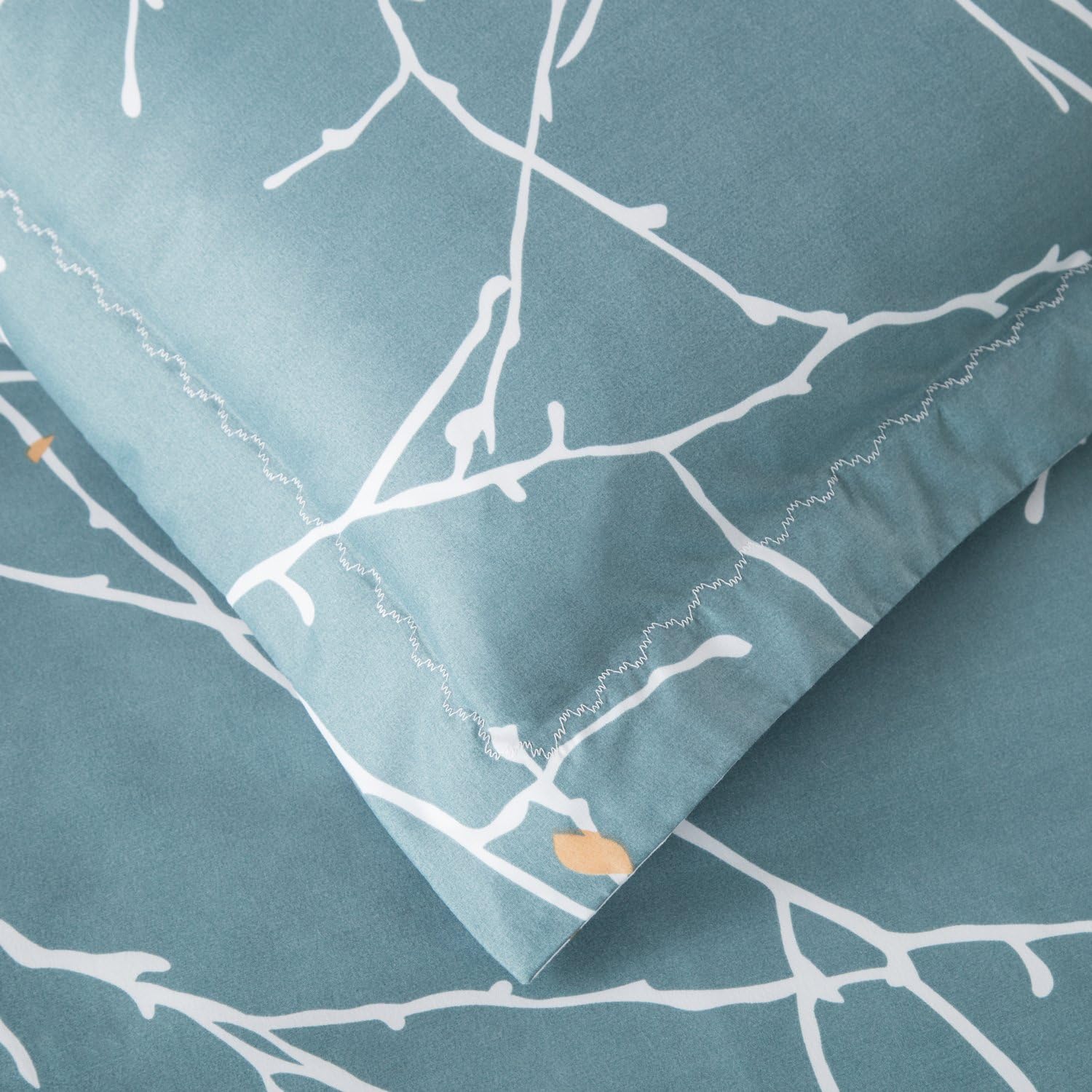 Bedsure Printed Duvet Cover Set Full/Queen Size Teal/White - Pattern Comforter Cover with Zipper Closure 3 Pieces (1 Duvet Cover + 2 Pillow Shams, 86x96 inches)