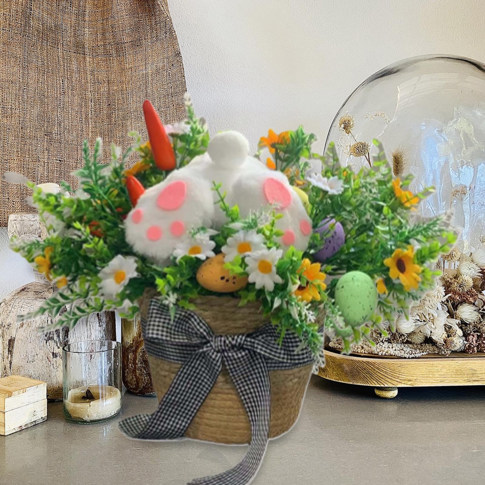 Piante In Vaso Di Pasqua Con Uova E Coniglietto Simpatico Coniglio Peluche