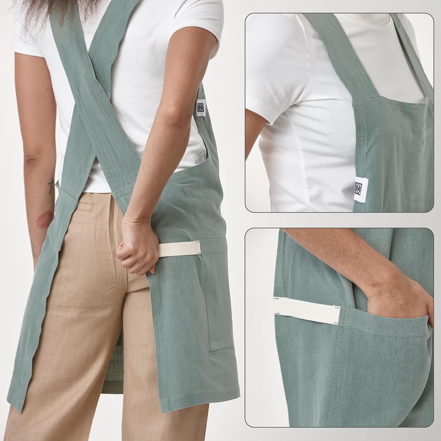 Smock Apron for Women's Cross Back Cooking Garden Apron with Pockets 4292Z