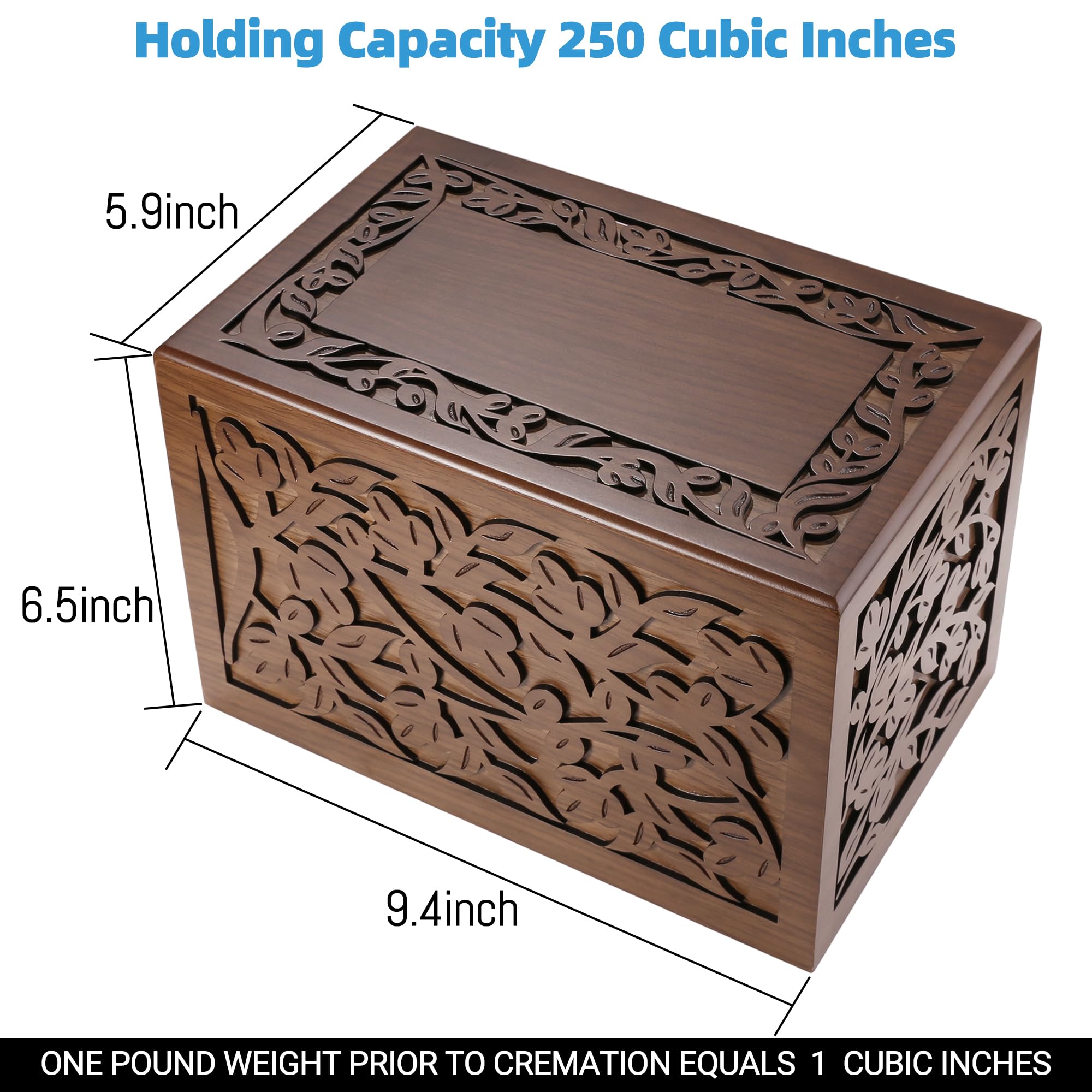 Cremation Urns for Human Ashes Adult Male or Female, Funeral Memorial Urns for Ashes, Wooden Tree of Life Decorative Urns Box and Casket for Men Women Child, Burial Urn for Adults Up to 250 IBS