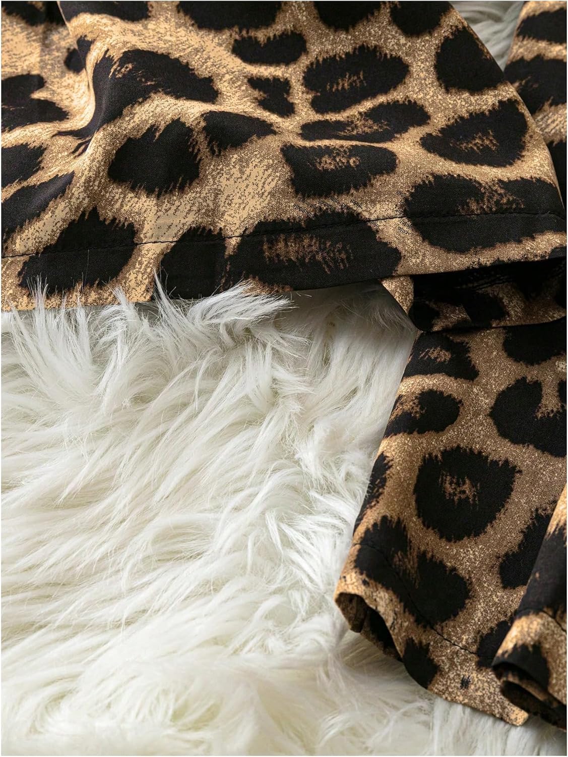 Floerns Women's Cheetah Print Strapless Tube Shirred Sleeveless Wide Leg Romper Jumpsuit - Image 3