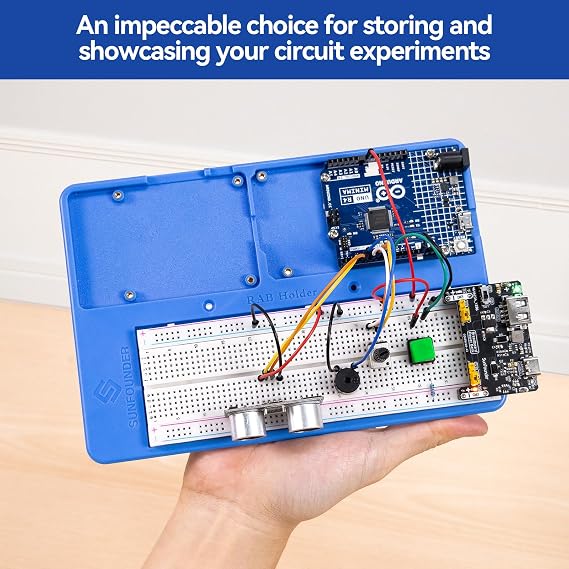 SunFounder RAB Holder for Raspberry Pi Breadboard Holder 5 in 1 Base Plate Compatible with Arduino Uno R4 Minima/WiFi/Uno/Mega, Raspberry Pi 5 4B 3B+ 3B 2 Model B and 400 800 Points Breadboard