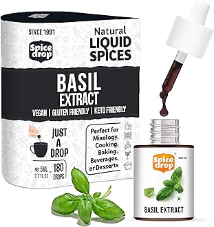 Spice Drop Basil Extract | 100% Natural | For Soup, Pasta, Pizza, Spaghetti, Gourmet Dishes | 0.17oz (180 drops) | Natural Herb Extract | Authentic Flavor | Vegan | Keto & Paleo Friendly | Non-GMO | Squeeze, Drop And Stir