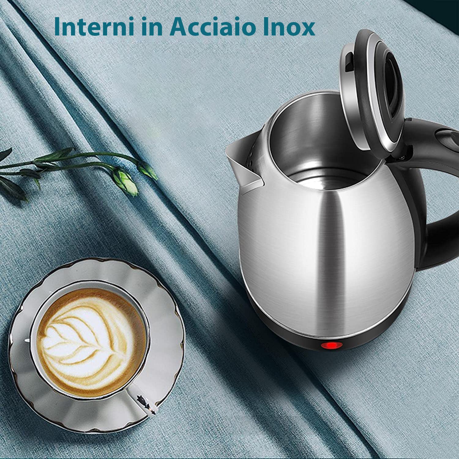 Bollitore per Acqua Calda,Bollitore Elettrico per Tè e Caffè in Acciaio Inossidabile da 2,0 Litri,Ebollizione Rapida,Spegnimento Automatico e Protezione Contro L'ebollizione