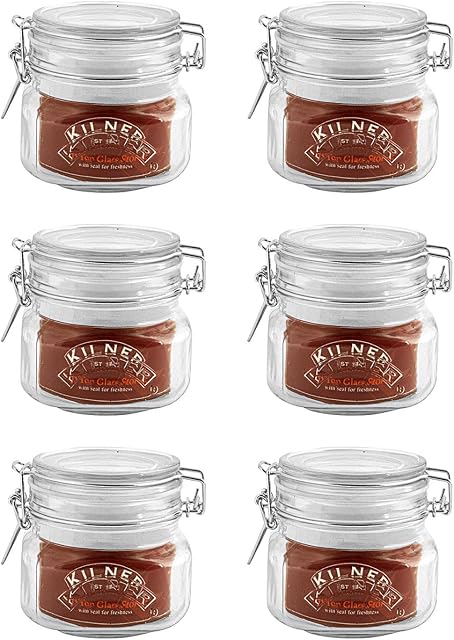 6 x Kilner Clip Top Glass Storage Jar - Square 0.5 Litre