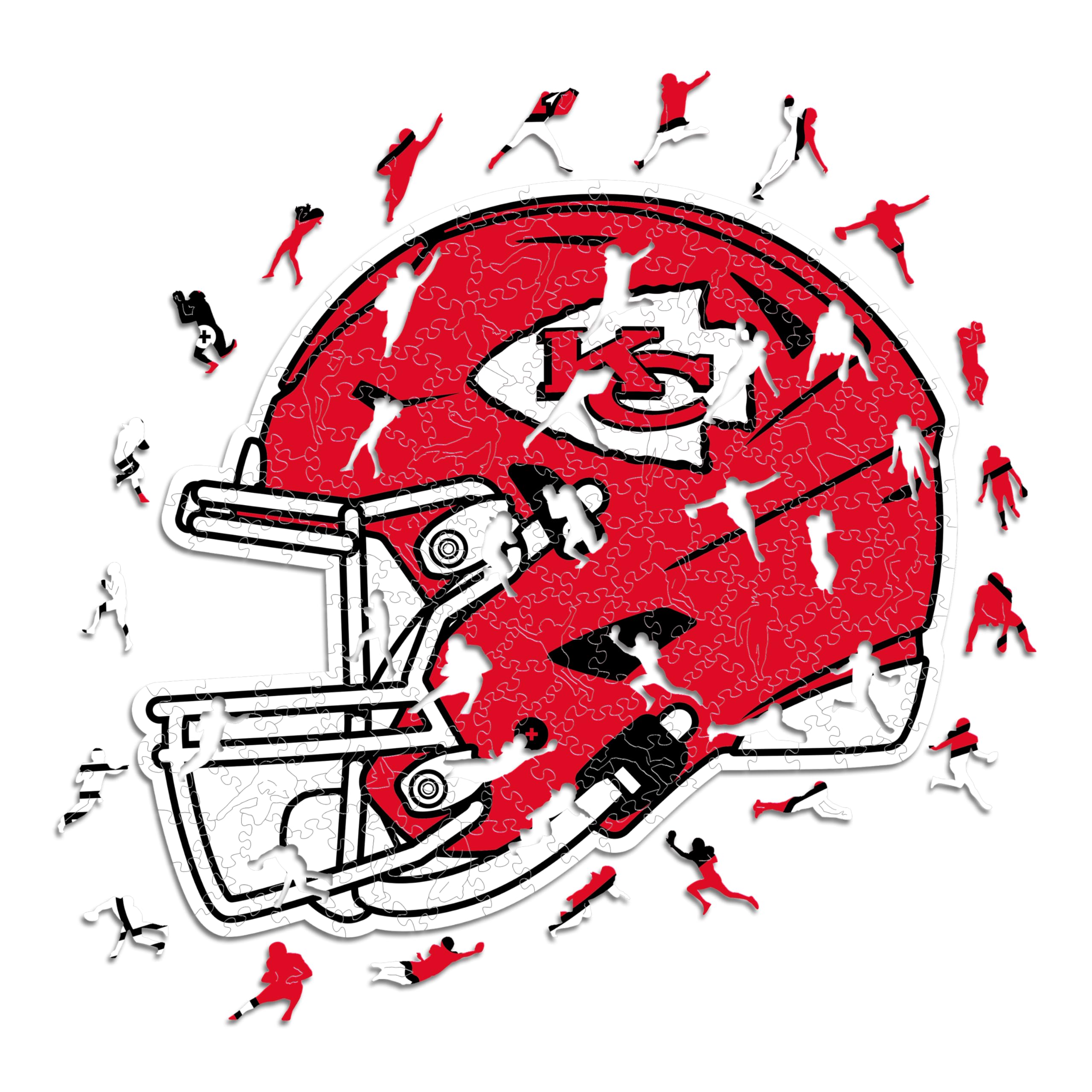 Iconic Puzzles, Kansas City Chiefs Helmet, Wooden Puzzle officially licensed NFL, 100% sustainable