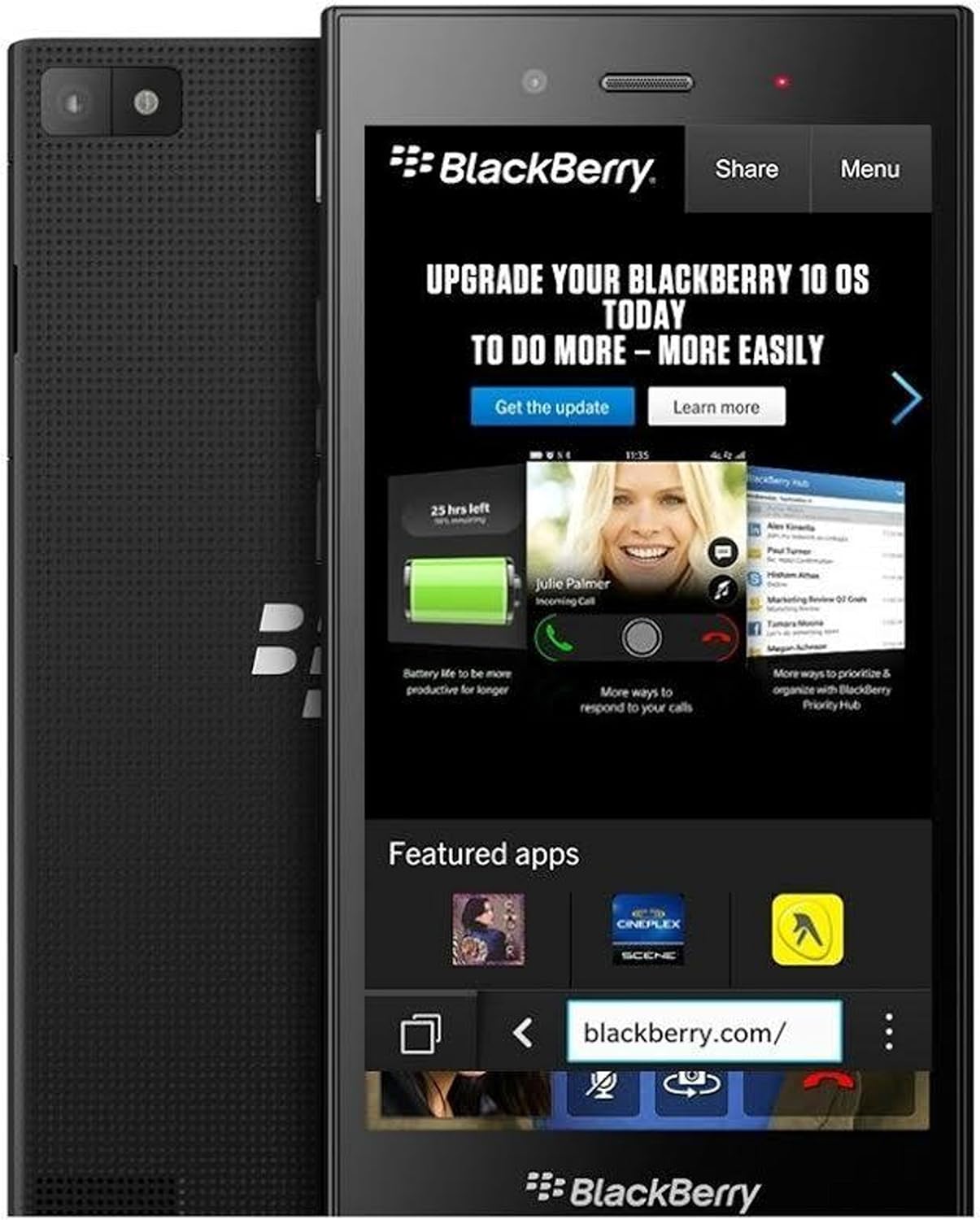 BlackBerry STJ100-1, Z3 Factory Unlocked Touchscreen, Long-Lasting Battery Smartphone, 5MP Camera, 8 GB - Black