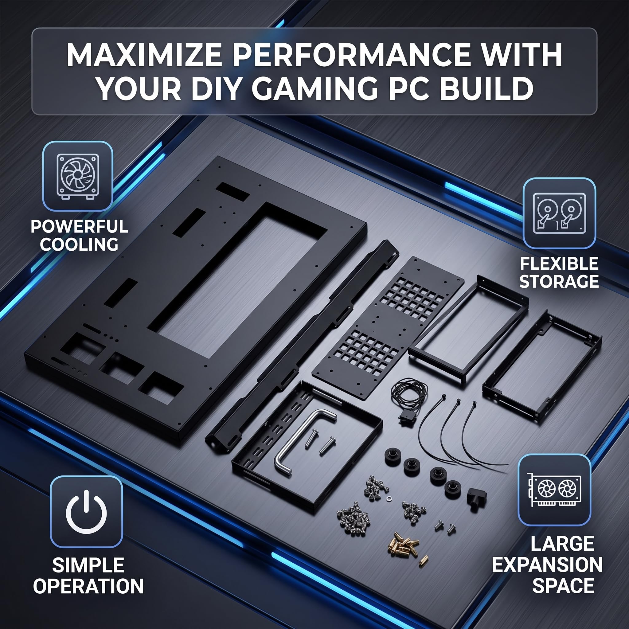 Obudowa PC z otwartą ramą 360, Chłodzenie, Stal ATX M-ATX ITX, Uchwyt