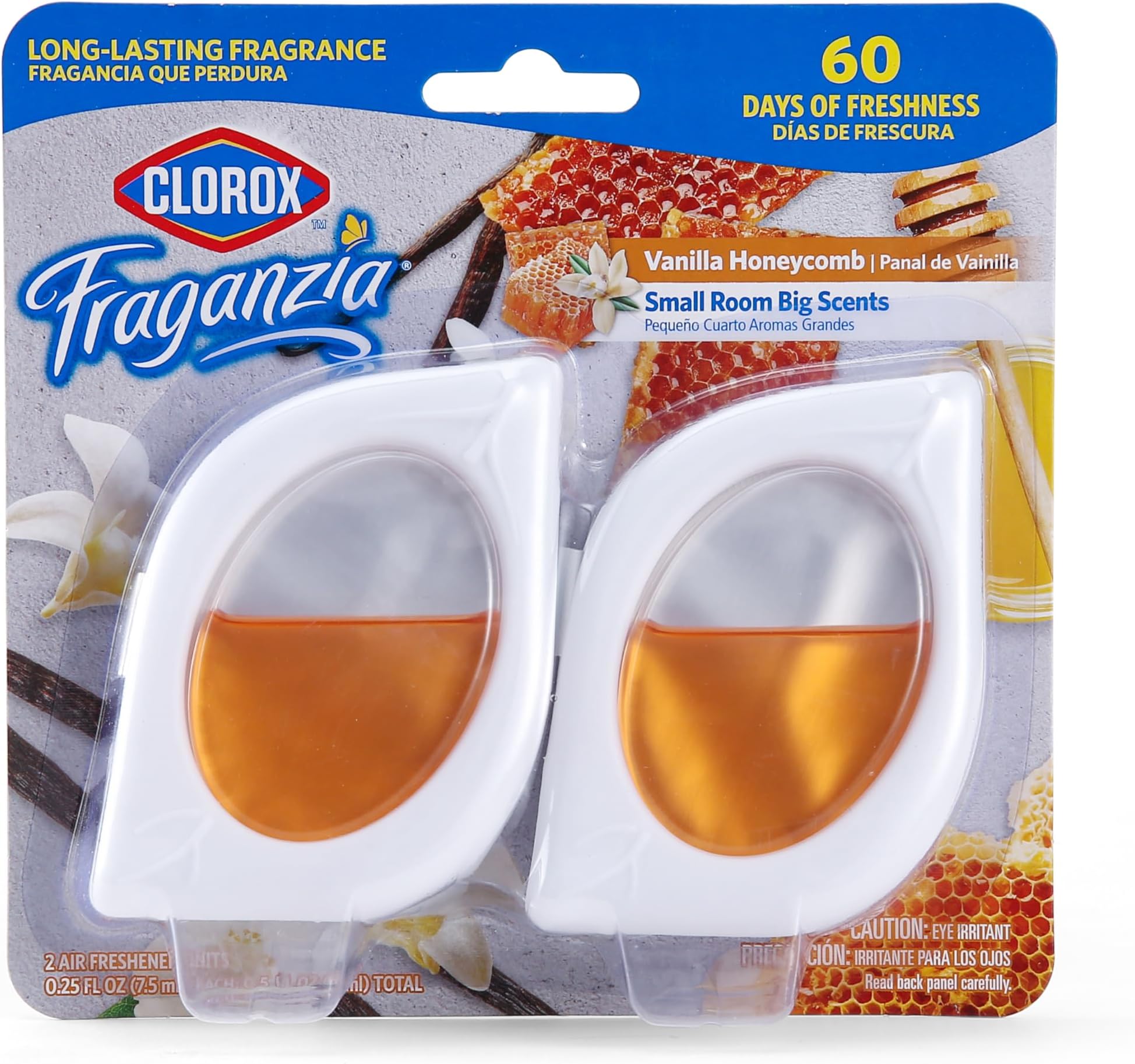Fraganzia Small Rooms Air Freshener, Vanilla Honeycomb - Peel & Place, No-Plug, Battery-Free for Closets, Laundry Room, Entry Way, Bathroom, Locker, 0.25 Fl Oz Each, 2 Count