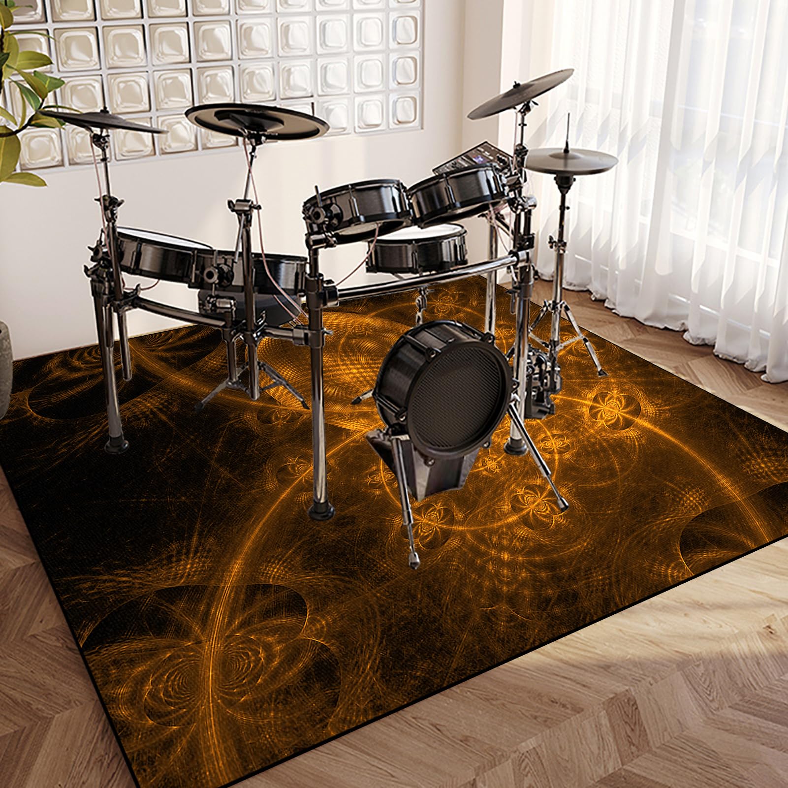 Tappeto professionale insonorizzato per batteria, antiscivolo, per batteria acustica ed elettronica, kit di bassi e rullanti, grande, rettangolare, 140 x 100 cm