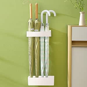 Portaombrelli Elsjoy Compatto Bianco - 26x17x17 Cm, 10 Scomparti, Vassoio Raccogligocce Rimovibile