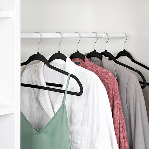 Honey Can Do HNG-08594 - Juego de 25 perchas de terciopelo antideslizantes de perfil delgado, color negro