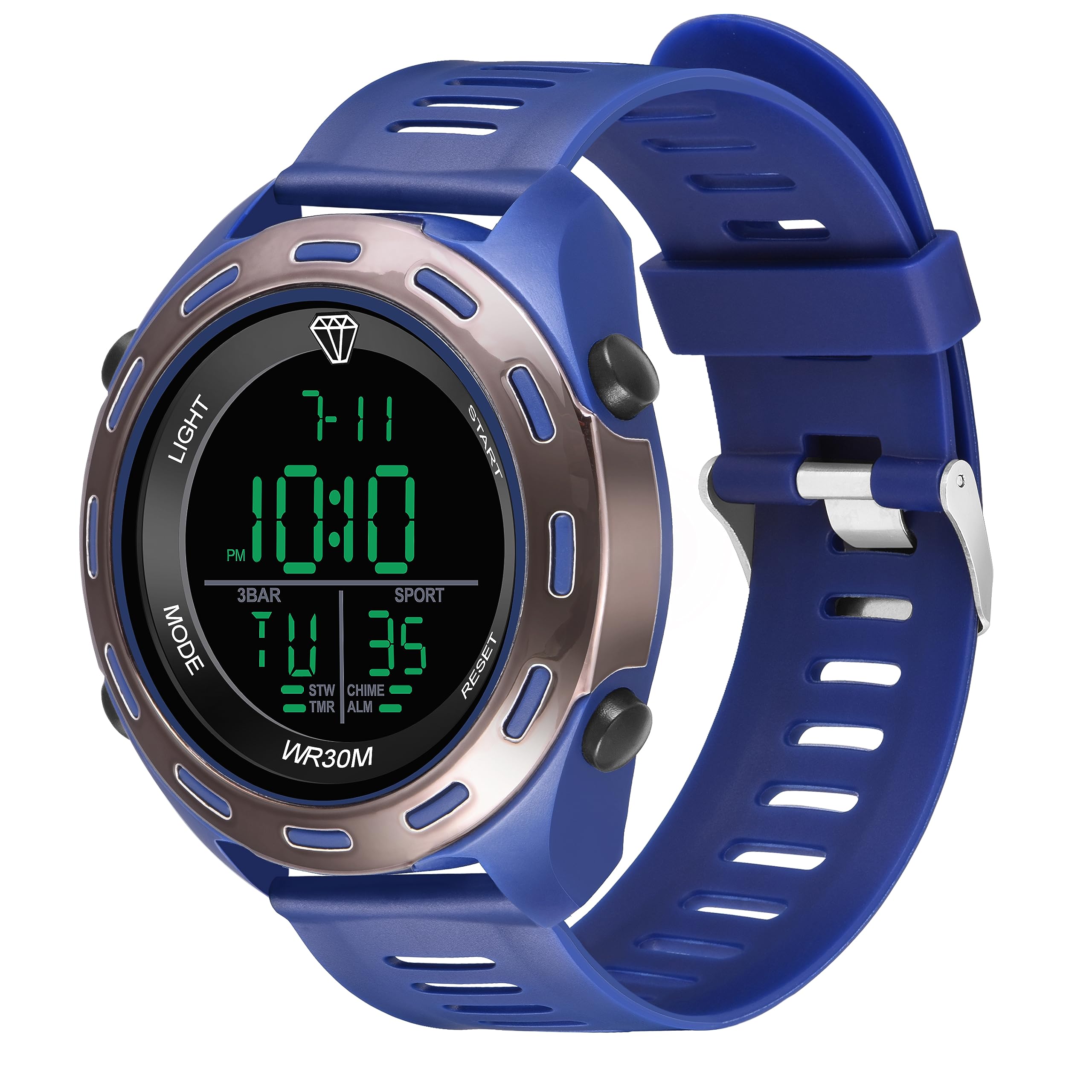 Shocknshop Latest Digital Sport Multifunctional LED Black Dial Wrist Watches for Men -WCH61 (Blue) (B0CGM21HCV) Amazon Price History, Amazon Price Tracker
