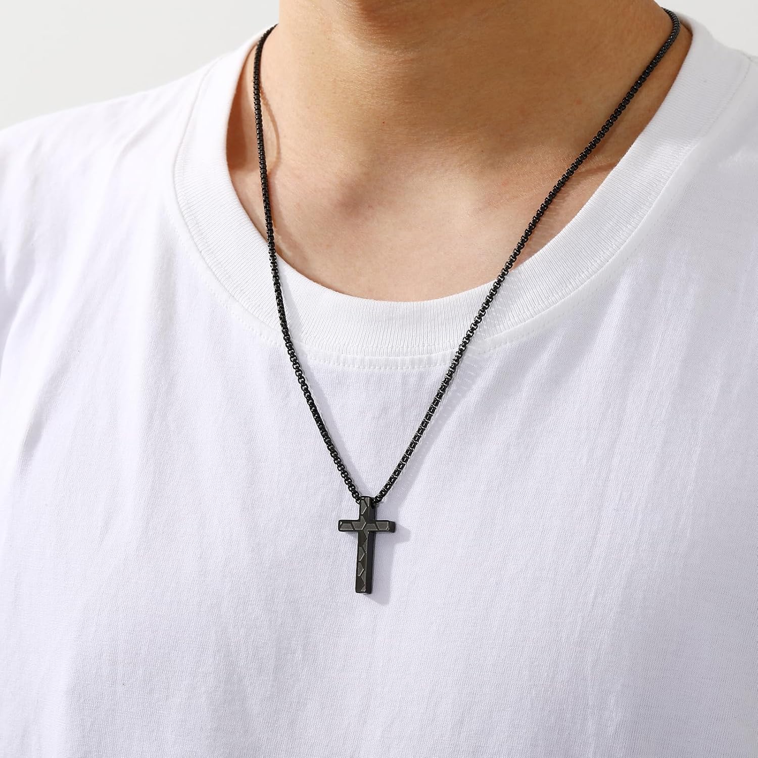 P.BLAKE Soccer Cross Necklace for Boys Men, Stainless Steel Cross Pendant Chain 16/18/20/22/24 Inches Soccer Accessories Religious Valentine's Day Sports Jewelry Gifts - Image 3