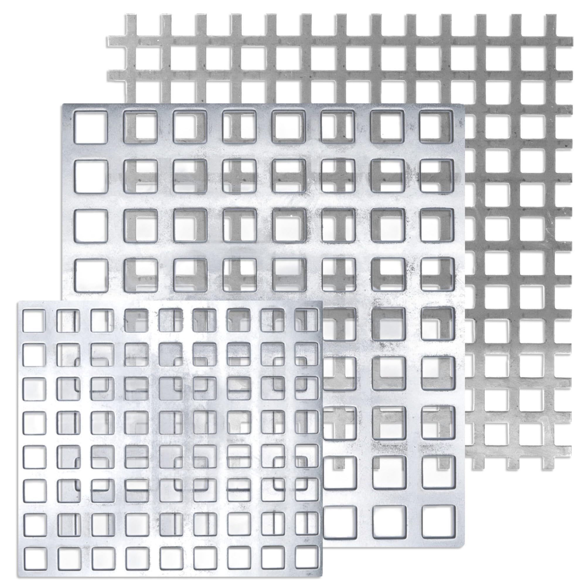 Lochblech Edelstahl 300 x 300 mm Stärke 2,00 mm/Metall Lochblech Quadratloch, 15 mm Lochabstand 10 mm Lochweite/Lochbleche aus 1.4301 Werkstoff/hochwertiges Lochblech aus Metall