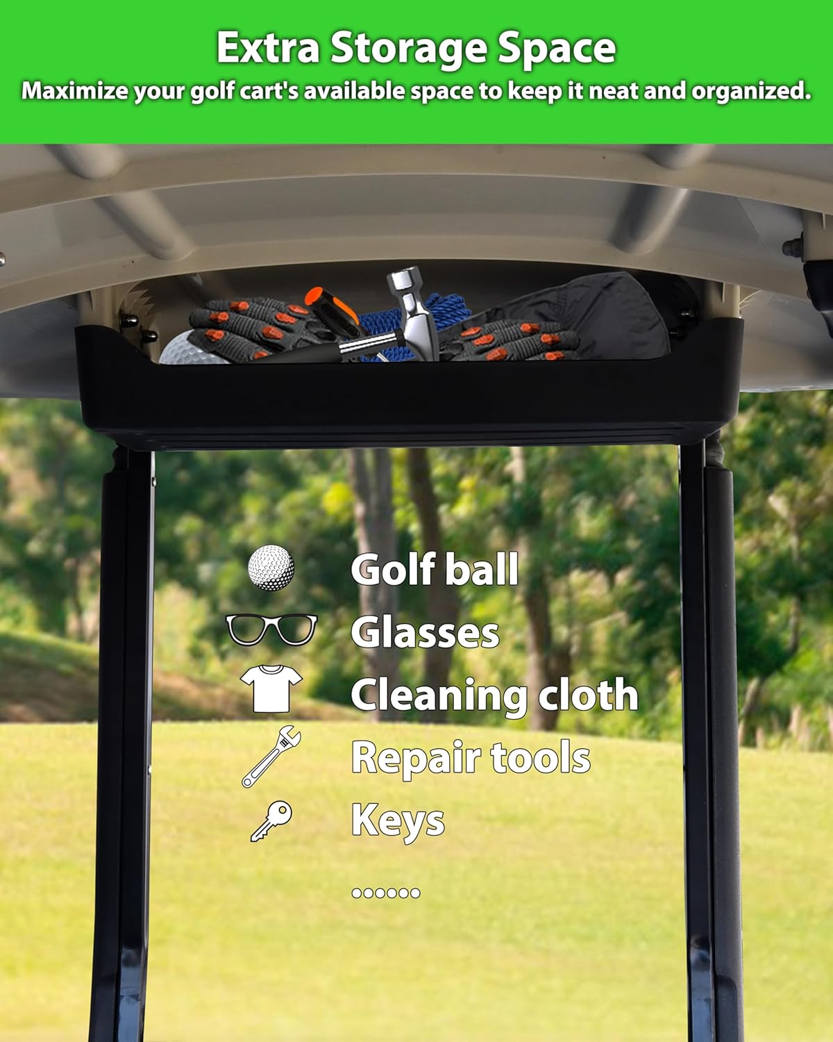 KEWISAUTO Rear Overhead Storage Tray for Yamaha Drive2 G29 Golf Cart Accessories, Roof Rear Storage Box Ceiling Organizer Tray for Yamaha Drive2 G29 Standard Factory Golf Cart