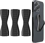kwmobile Finger Holders for Smartphones - Set of 3 Self Adhesive Elasticated Finger Holder Straps for Phones - Black/Rose Gold/Berry