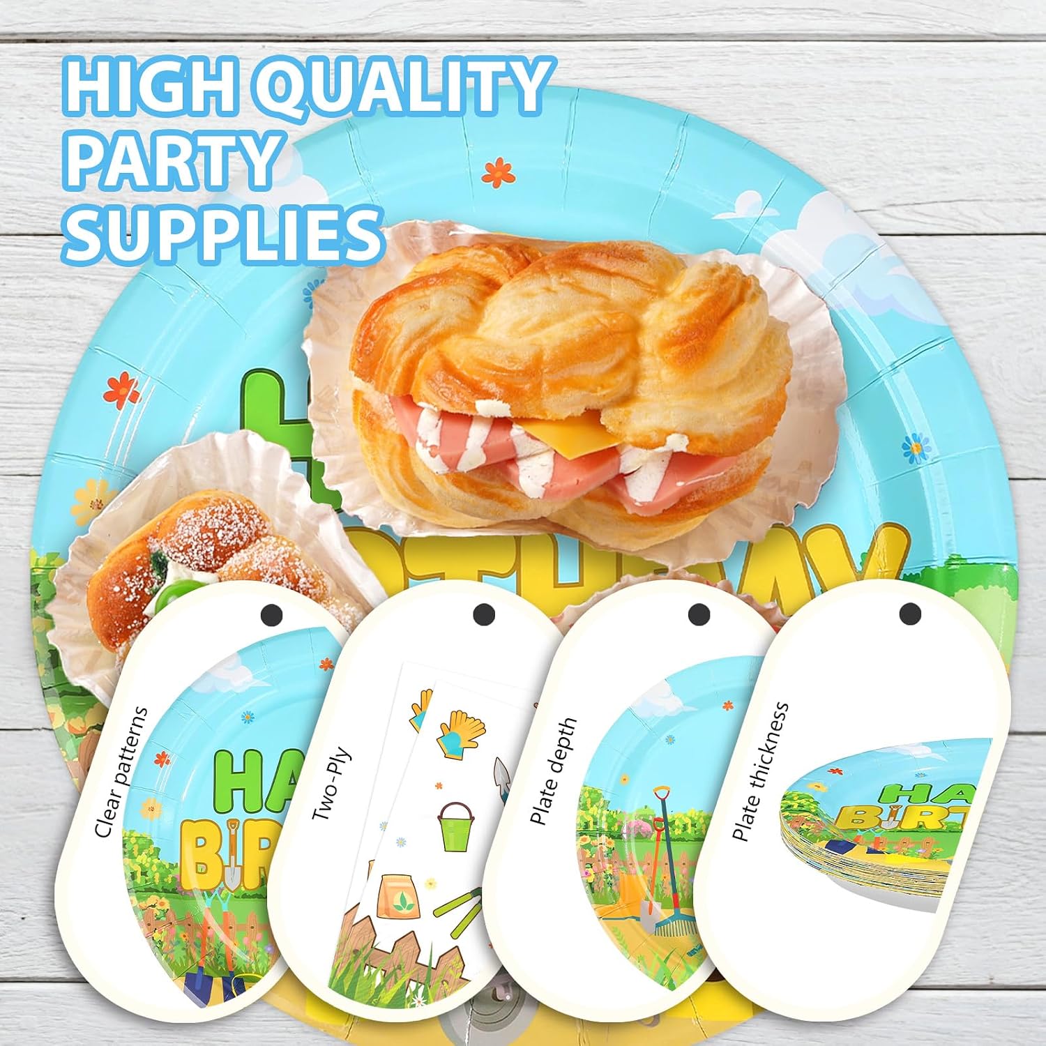 96Pcs Garden Birthday Decorations Gardening Tools Plates and Napkins Gardener Birthday Decoration Favors for Kids Plant Mom Plant Lady Garden Theme Bday Spring Party Supplies Serves 24
