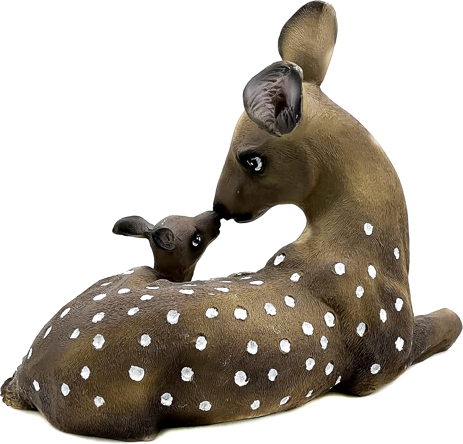 Bellaa 23493 Deer Statues Realistic Buck Stag Reindeer with Baby Animal Outdoor Sculpture Garden Yard Lawn Ornaments Figurine Model Art Craft Indoor Vintage Love Decor 12 inch