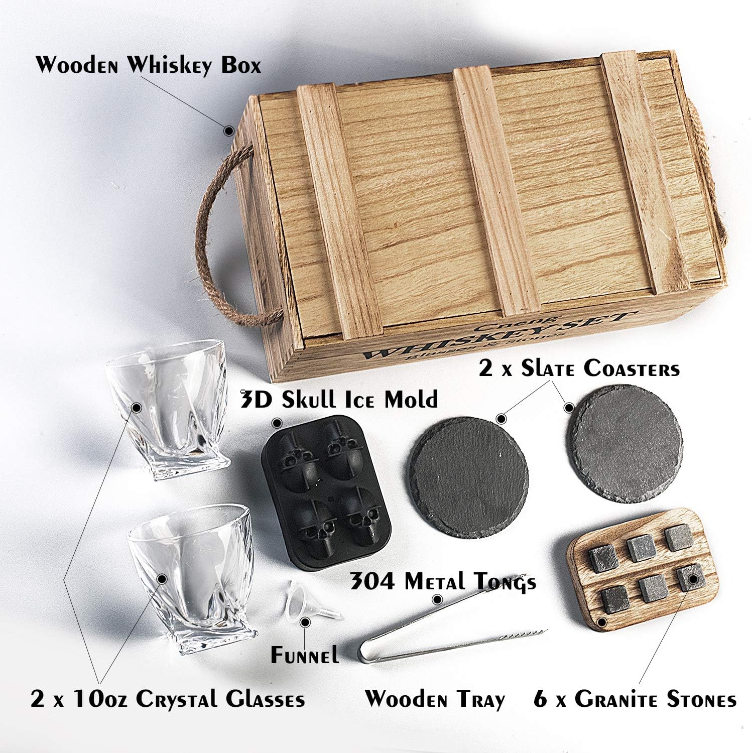 Cneng Whisky Steine Geschenkset mit Glas - Perfektes Geschenk für Whisky-Liebhaber Photo 3