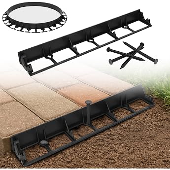 GARDENIX Flexible Plastic Lawn Edging 10 m Height 45 mm - Paving Edge with 30 Ground Anchors - Mowing Edge Lawn Edging Flower Bed Edging - Recycled Plastic