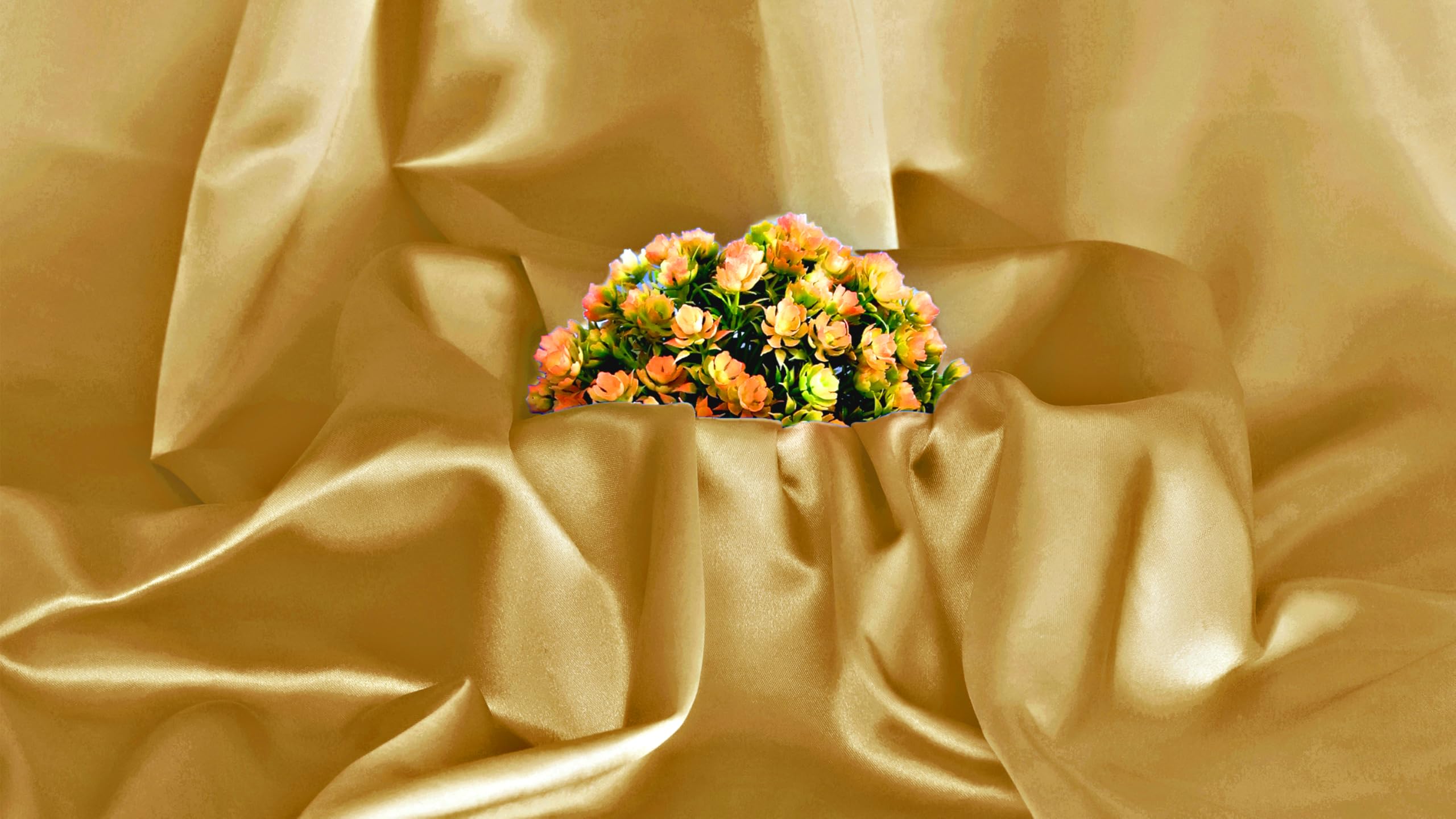 MDS Satin Fabric 5 Yards, 44" Wide, Silky Smooth Charmeuse Sateen Cloth for Wedding Arch Drapery Panel Backdrop Party Event Banquet Home Decoration Curtain Crafts DIY Sewing Costume - Gold — view 4