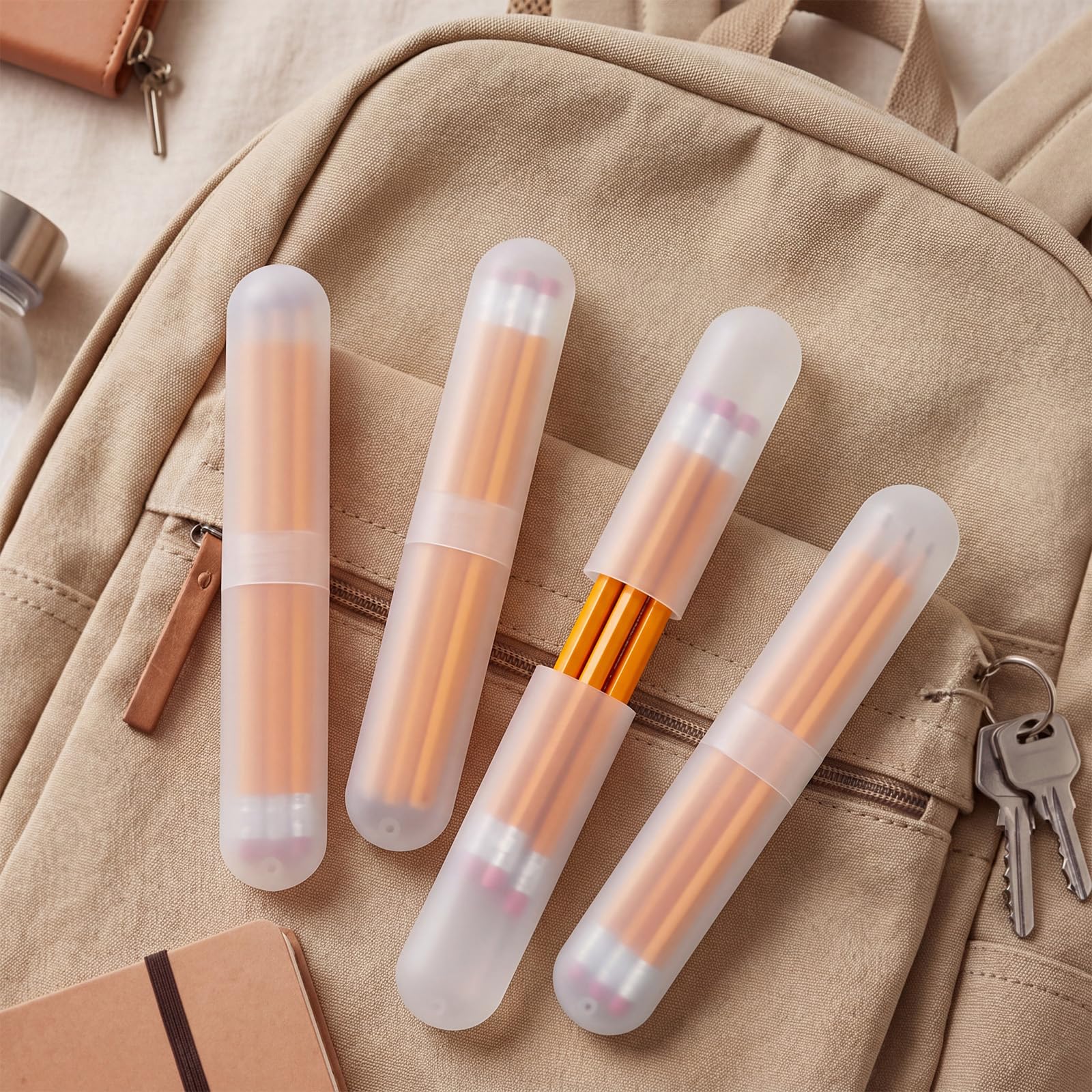 Reise-Zahnbürstenhalter mit Bleistiften, tragbar, Mehrzweck-Zahnpasta-Boxen, Zahnbürstenetui, Aufbewahrung für Klassenzimmer, Zuhause, Schule, Weiß, 24 Sets