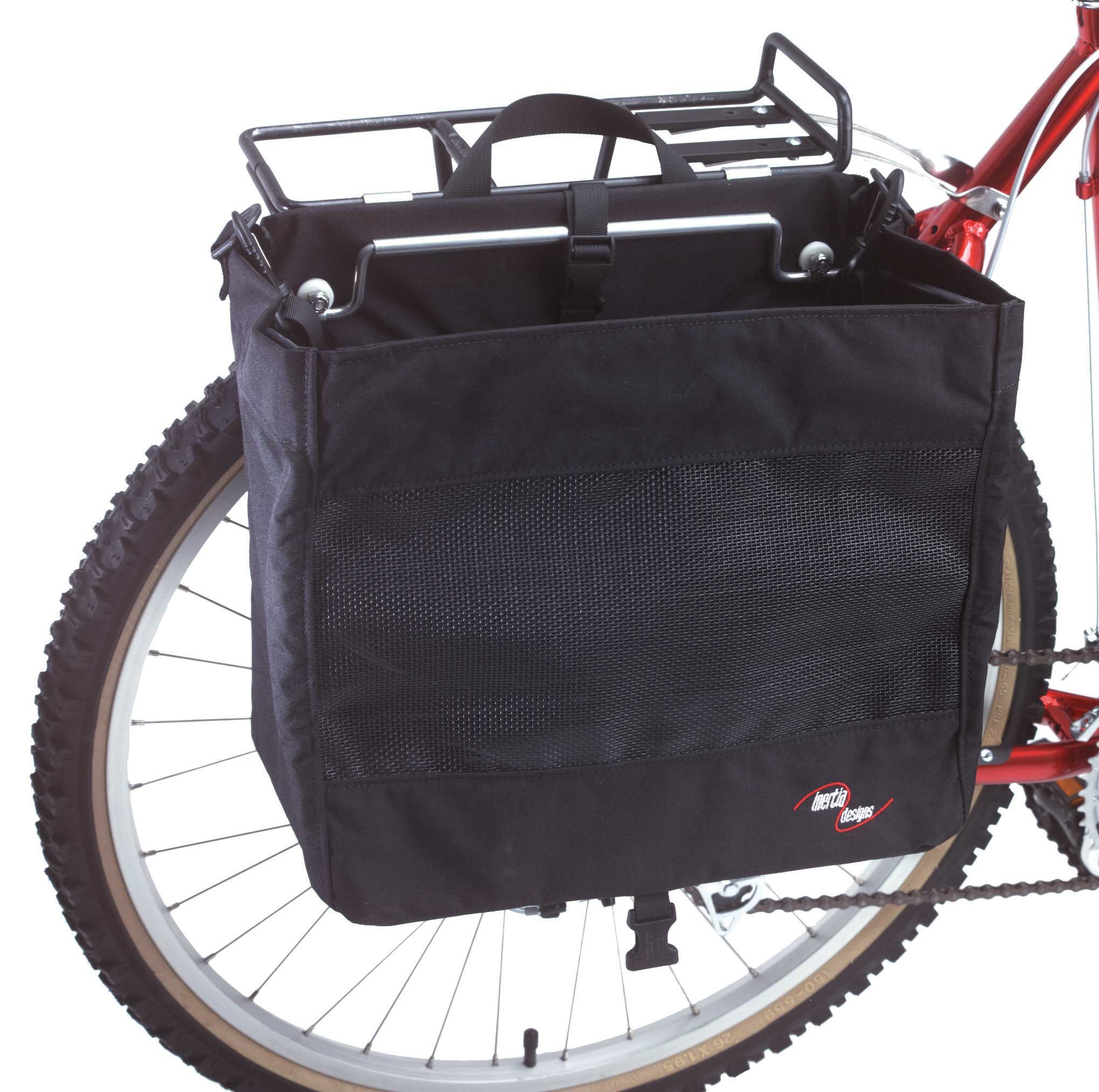 Inertia Designs Metro Basket Pannier - Tear Resistant - Industrial Grade Ballistic Nylon - Pannier for Bicycle, Single Side with Shoulder Strap, Adjustable Top Hooks