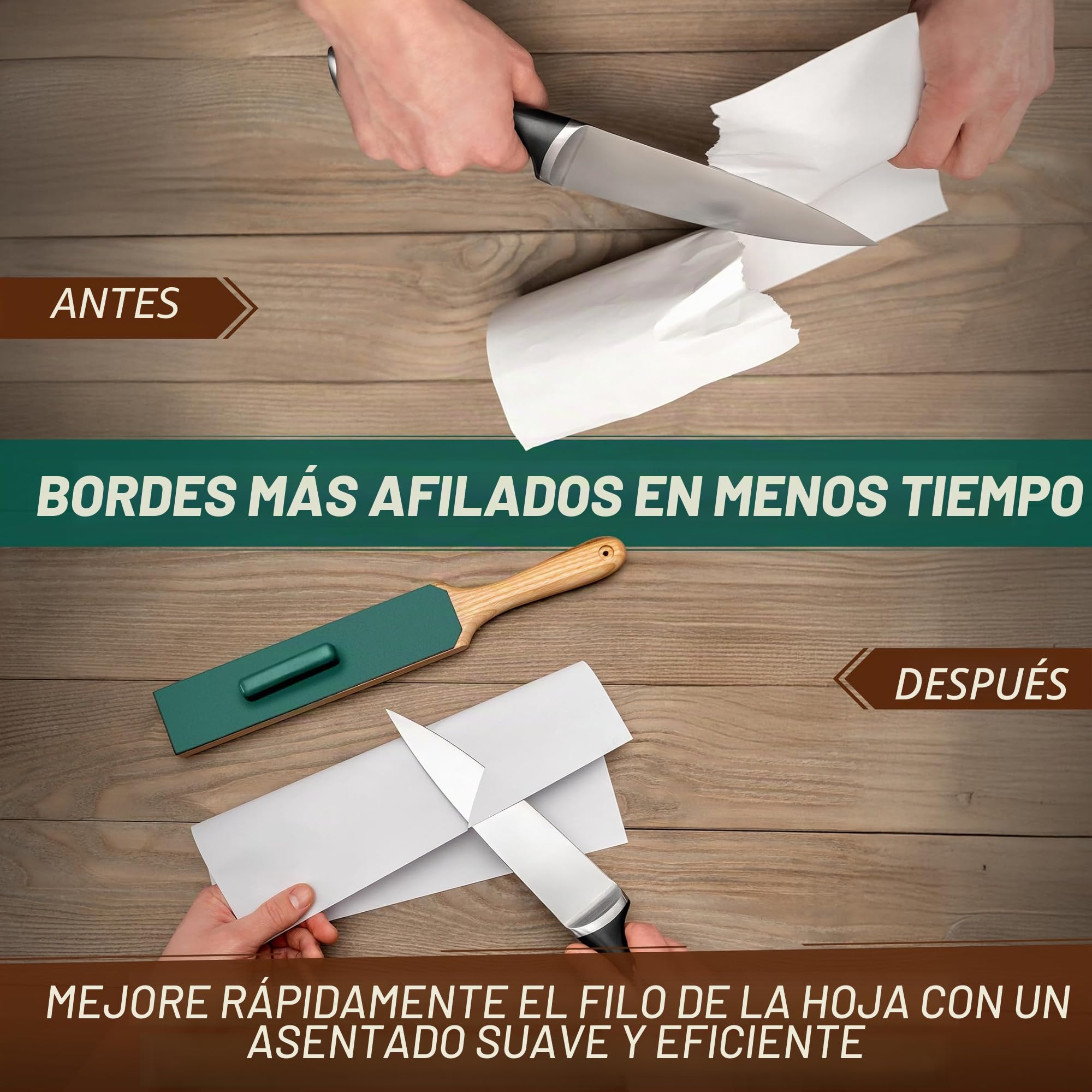 BeaverCraft Correa de Cuero para Afilado – Doble Cara con Compuesto, Bloque Afilado 14" para Herramientas Tallado, Cinceles, Kit Afilado LS6P1