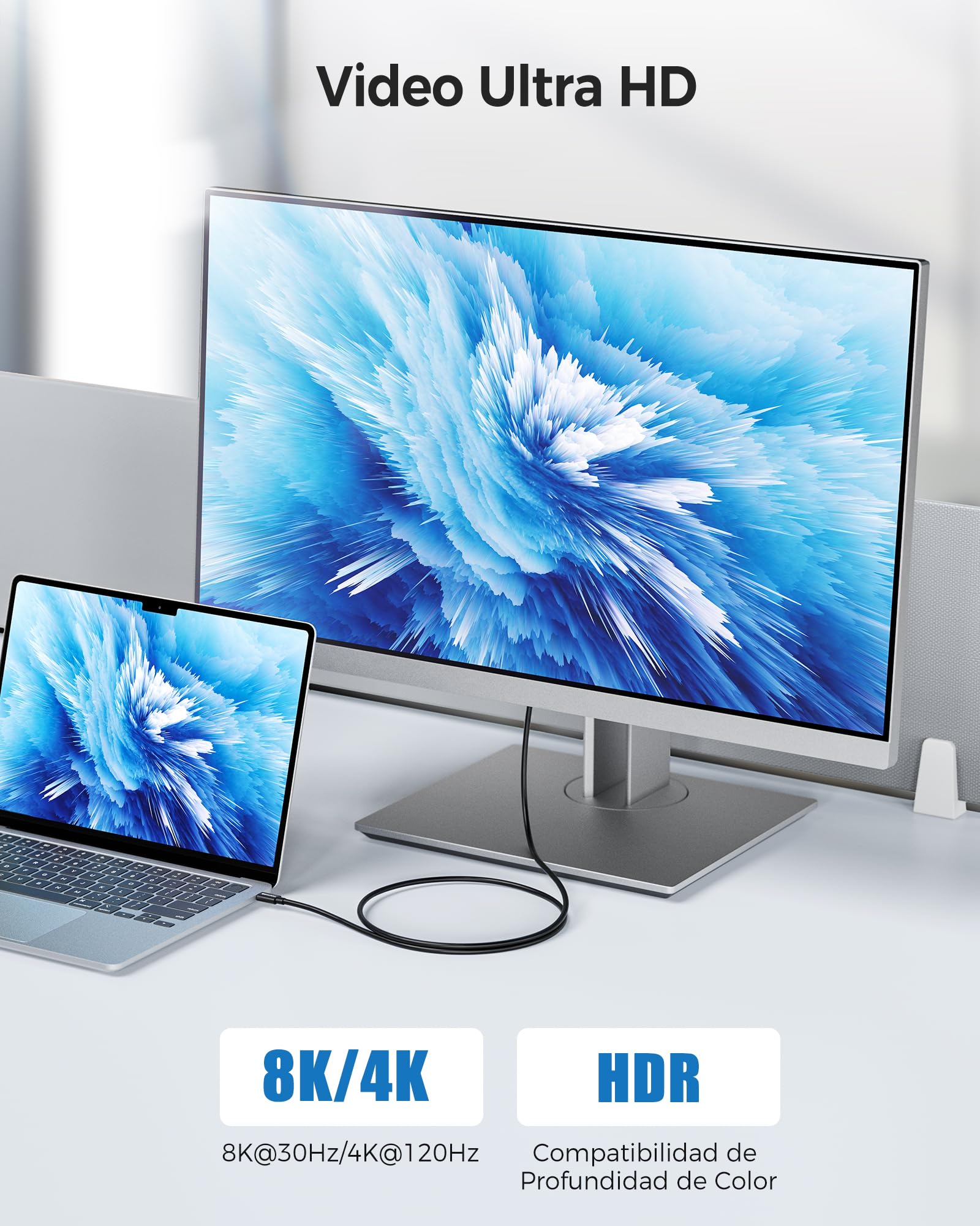 Cable Matters [Intel certificado] 0,8 m Cable Thunderbolt 3 de 40 Gbps (Cable Thunderbolt 3 USB C, Cable USB C a USB C) Que admite Carga de 100W, 8K@30Hz/4K@120Hz en Negro