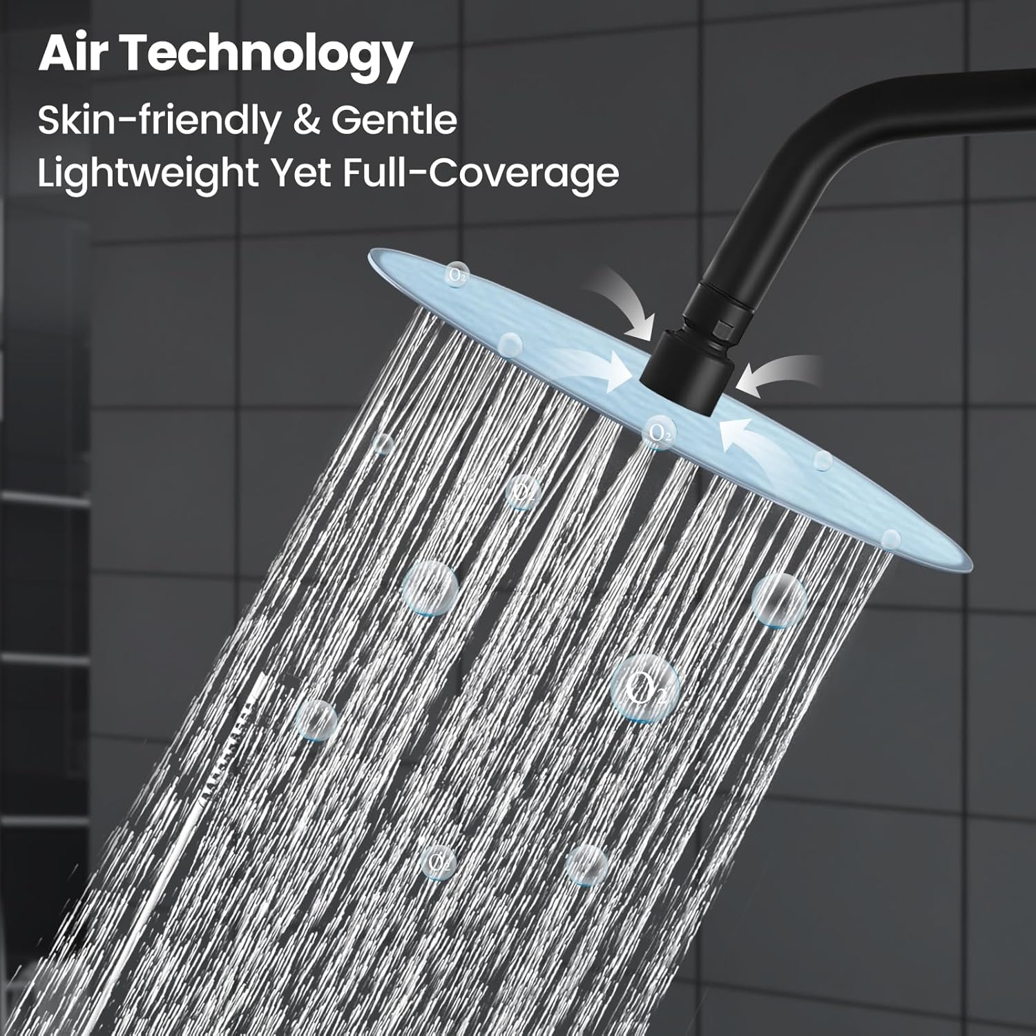 Airuida Shower Fixtures 2 Functions Shower Faucet Set Wall Mounted for Bathroom High Pressure Brass Handheld Shower with Rough-in Valve Round Rainfall 8 Inch Shower Head Matte Black