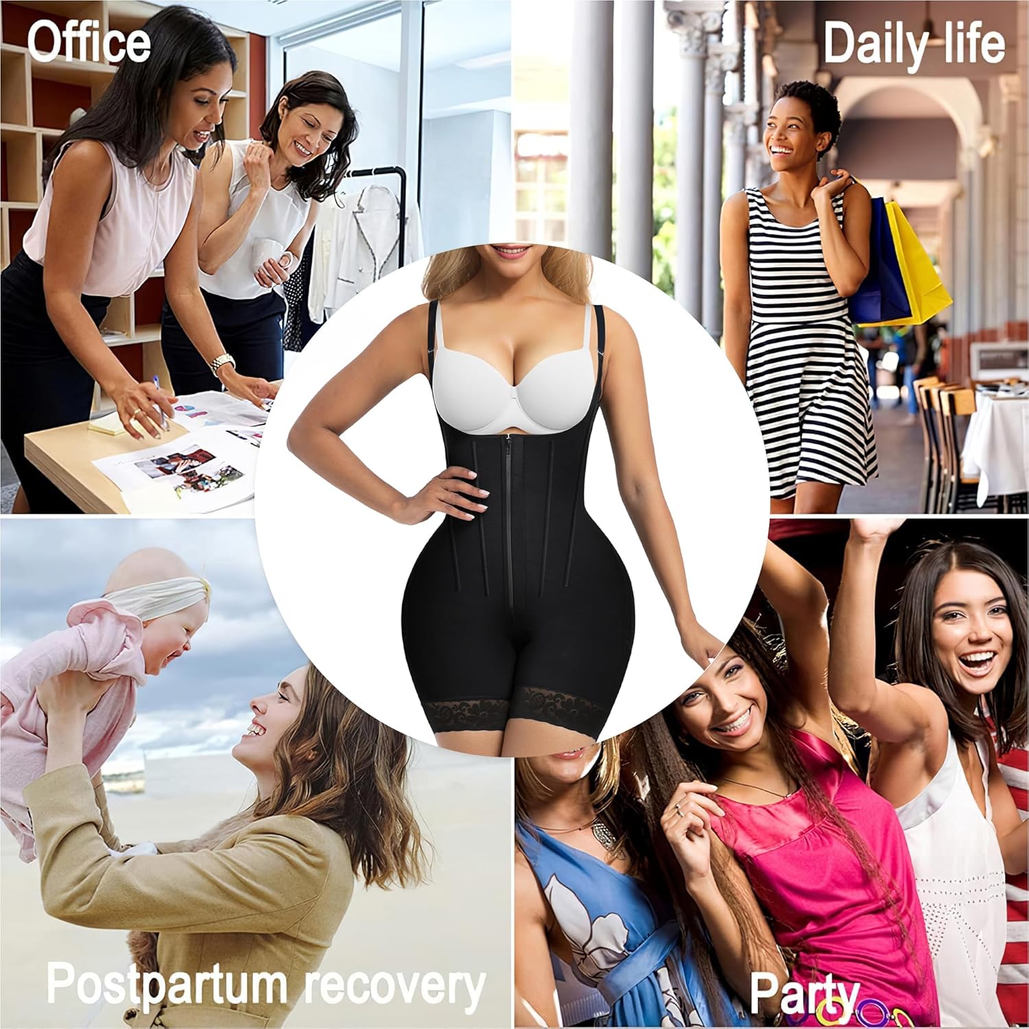 SHAPERX Women's Fajas Colombianas Tummy Control Shapewear Postpartum Butt Lifting Body Shaper with Boned Support - Image 6