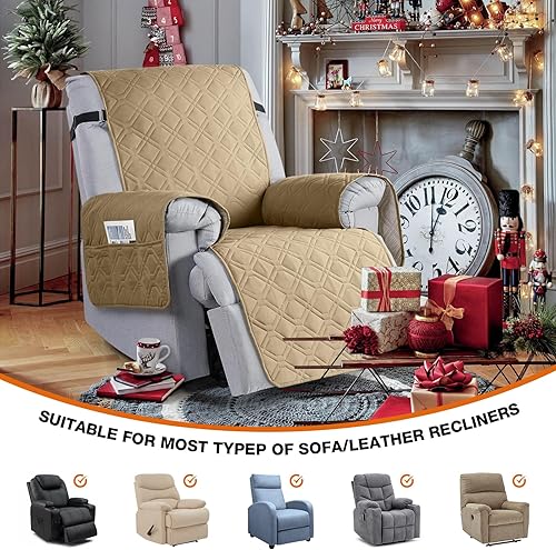 Miniatura 91 de VANSOFY Fundas 100% impermeables para sillas reclinables, antideslizantes, para sillas reclinables, protector de muebles, funda lavable con Negro