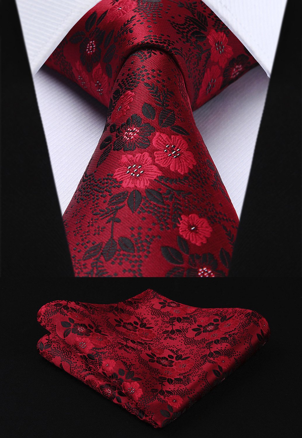 HISDERN Zestaw 5 sztuk klasycznego, formalnego, eleganckiego męskiego jedwabnego krawata z poszetką, T5-01, Rozmiar uniwersalny