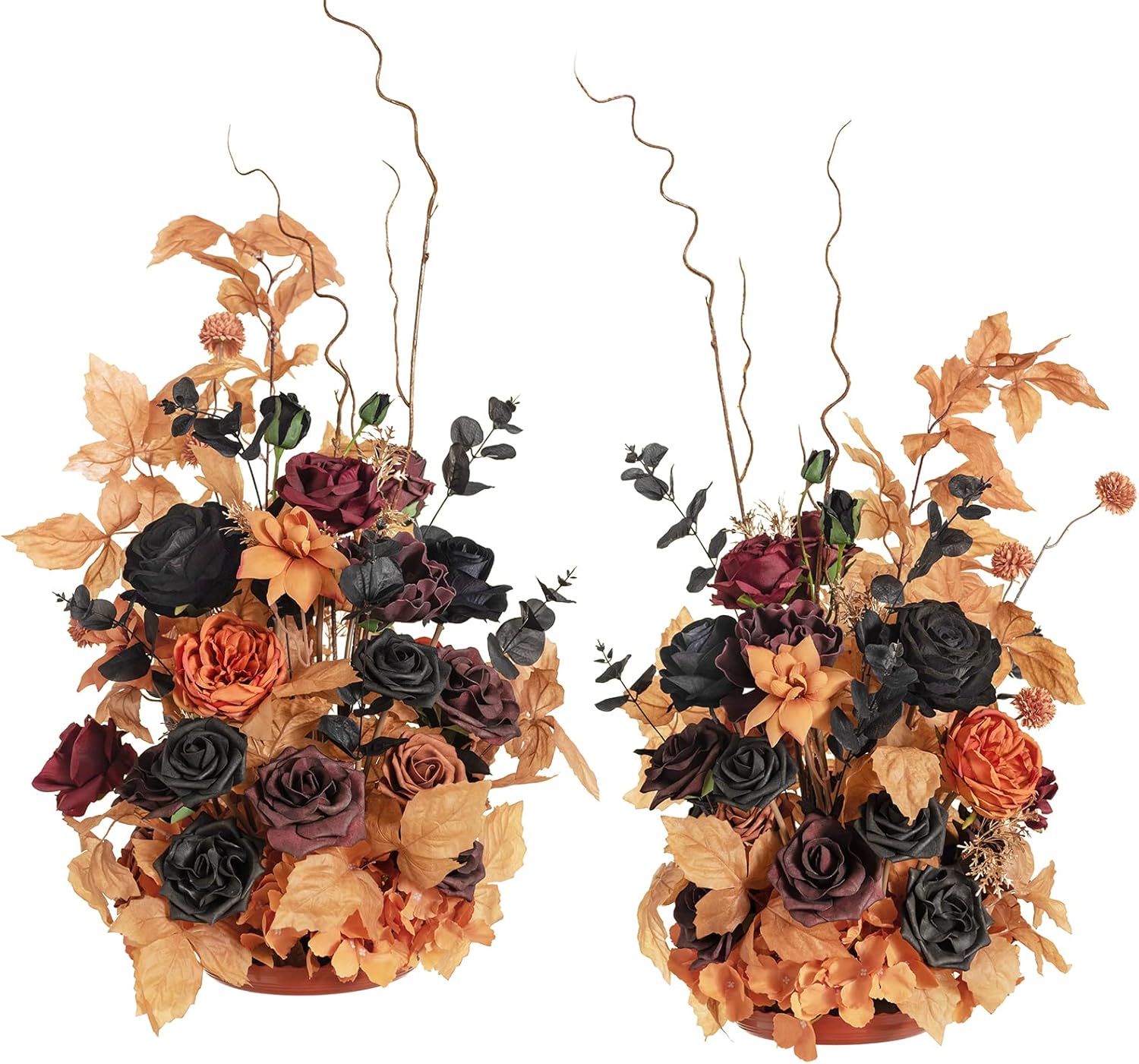 Ling's Moment 41" Tall Fall Free Standing Artificial Flowers Arrangements 2 pcs Wedding Arch Altar Stage Decorations Classic Halloween Wedding for Ceremony Reception Church Backdrop Outdoor Party Or-black & Pumpkin Orange 41" Tall x 22" Cross
