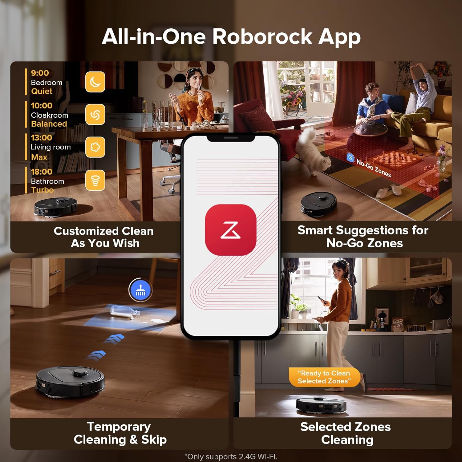 roborock QV 35S Robot Vacuum and Mop, All-in-one Vacuum Cleaner, 10,000Pa Powerful Suction, Self Emptying & Refilling, Self Mop Washing & Air Drying, Anti-Tangle Brushes for Home, Pet Hairs, Black