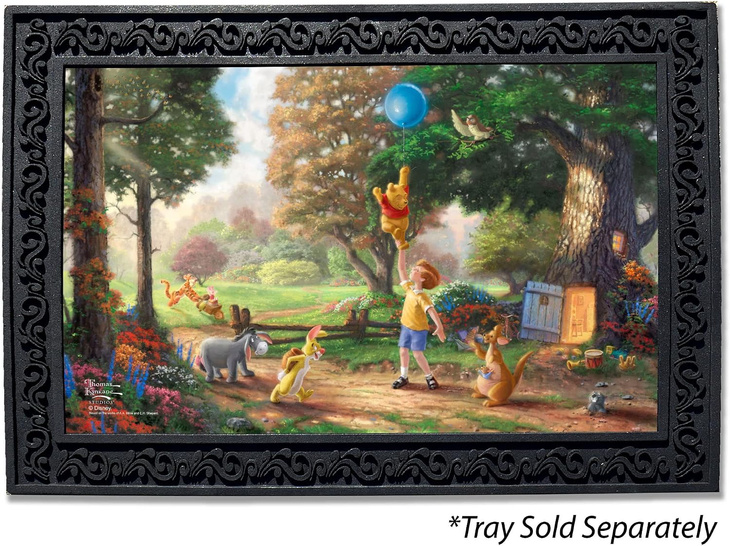 Flagology.com, Thomas Kinkade Disney Winnie The Pooh II Doormat - 18" x 30", Outdoor/Indoor, Heavy Duty Recycled Rubber, Non-Slip Backing, Doormat