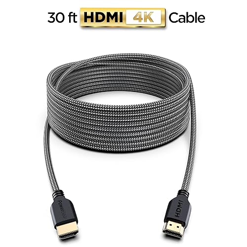 Miniatura 25 de PowerBear - Cable HDMI 4K 10 pies, nailon trenzado y conectores dorados Pack de 1 Negro