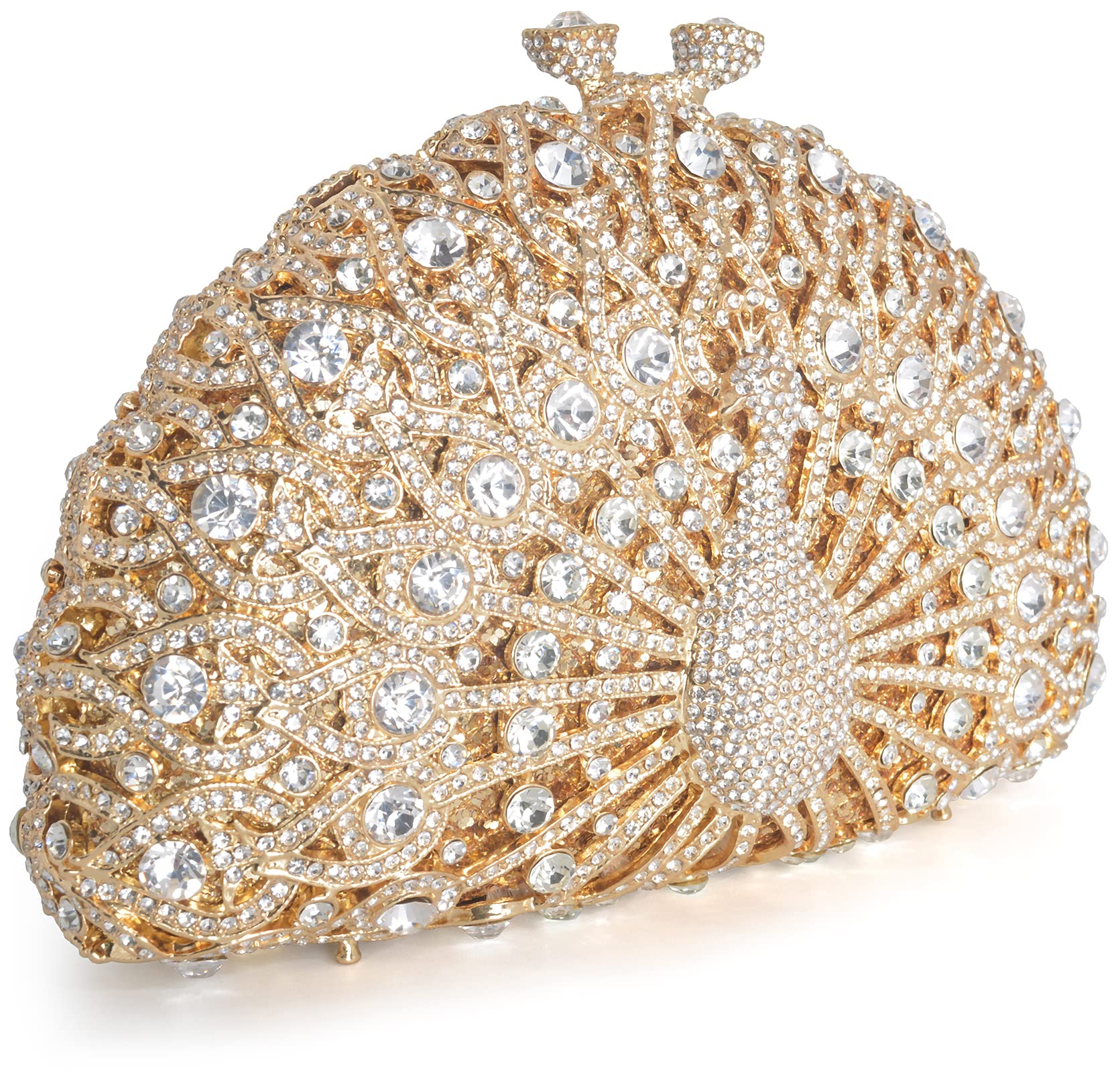 MOSSMON Bolso de mano de lujo de pavo real con diamantes de imitación de cristal, para novia, boda, fiesta, monederos para mujer