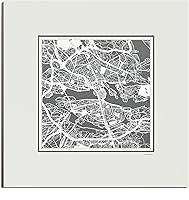 Vista 82 de O3 Design Studio Mapa de corte de papel Madrid negro mate de 20 x 20 pulgadas