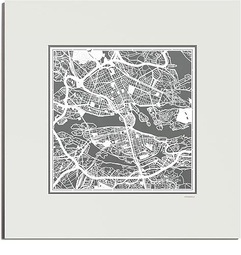 Miniatura 82 de O3 Design Studio Mapa de corte de papel Madrid negro mate de 20 x 20 pulgadas