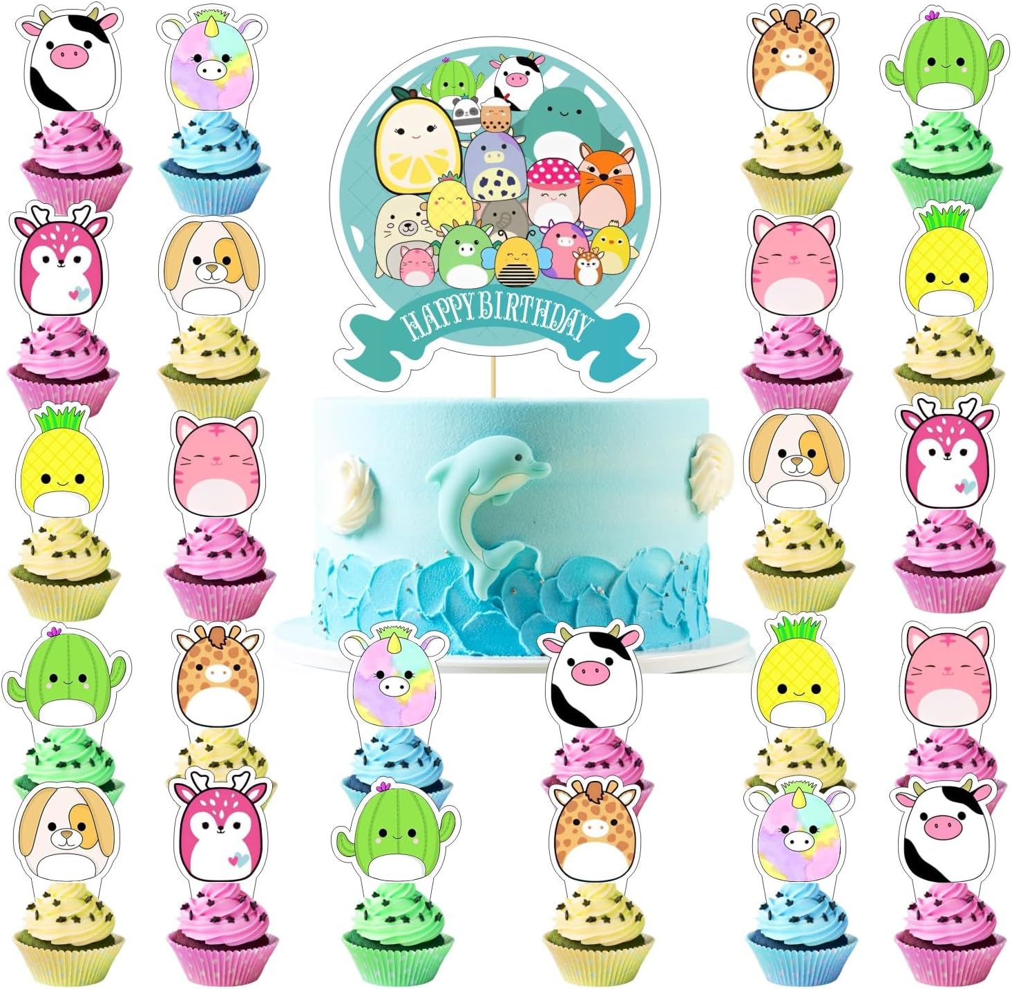 Amazon 25Pcs Squishmallow Cake Decorations With 24pcs Cupcake 