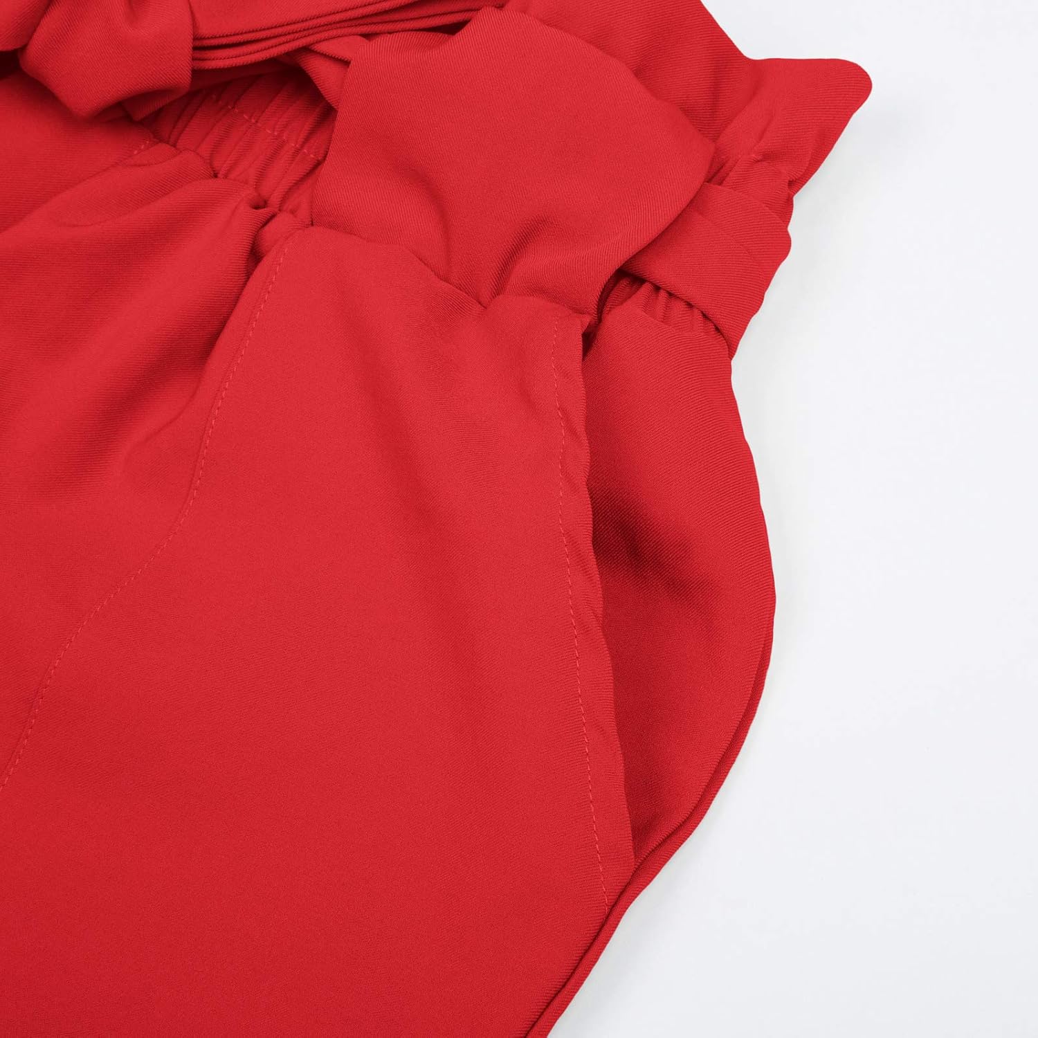 GRACE KARIN Women's Cropped Paper Bag Waist Pants with Pockets Small Red