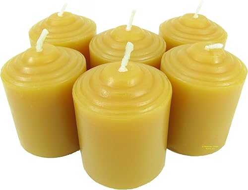 Velas de cera de abejas, votivas de 10 horas (paquete de 6) 100% cera de abeja de EE. UU