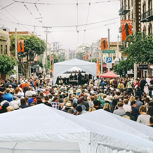 Miniatura 26 de Yescom 20 x 10 pies, color blanco para fiesta de boda al aire libre, patio, toldo cerrado con toldo extraíble de pared lateral, refugio solar