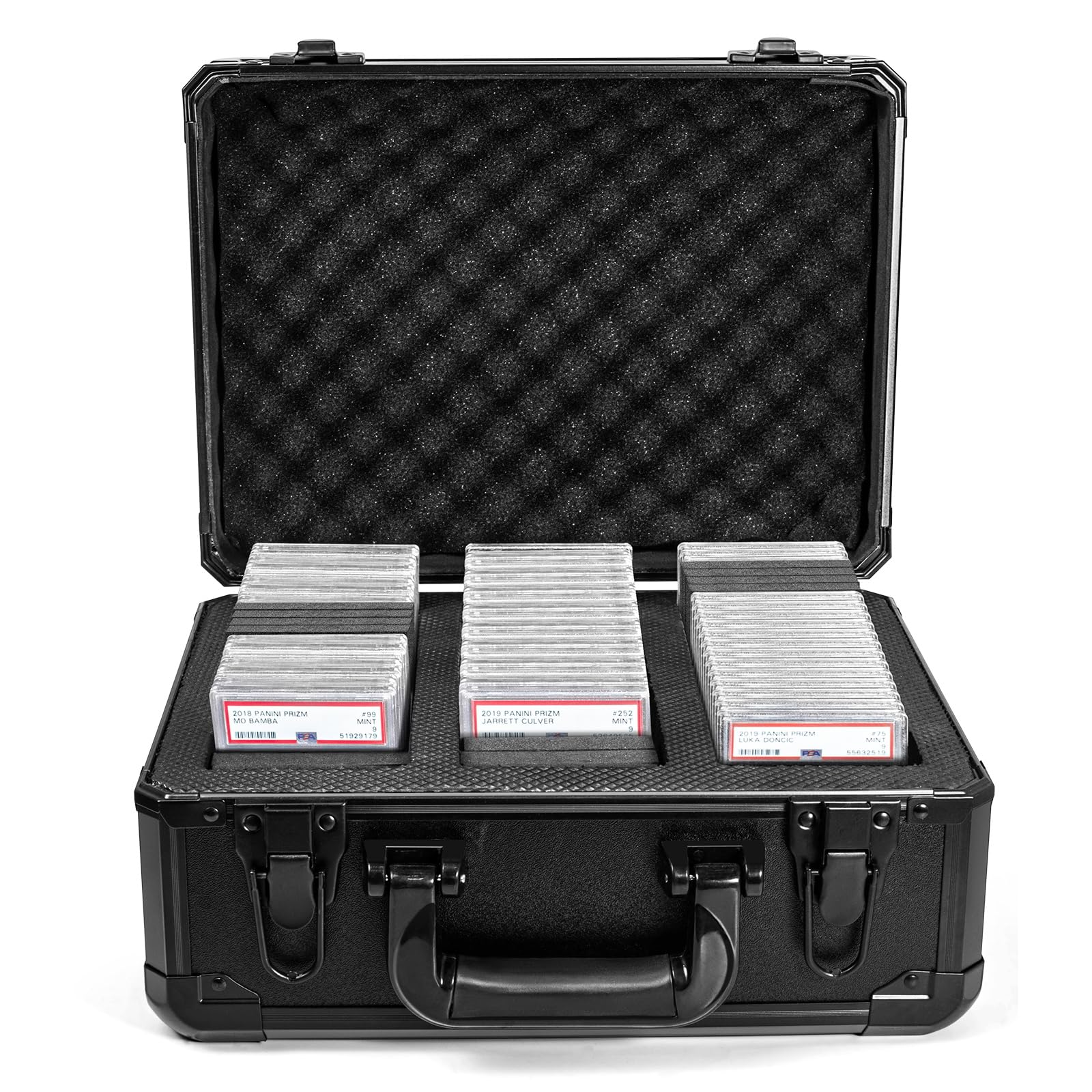 CollectHall Trading Card Storage Box - Aluminum Sports Card Display Case for Graded Cards, Black