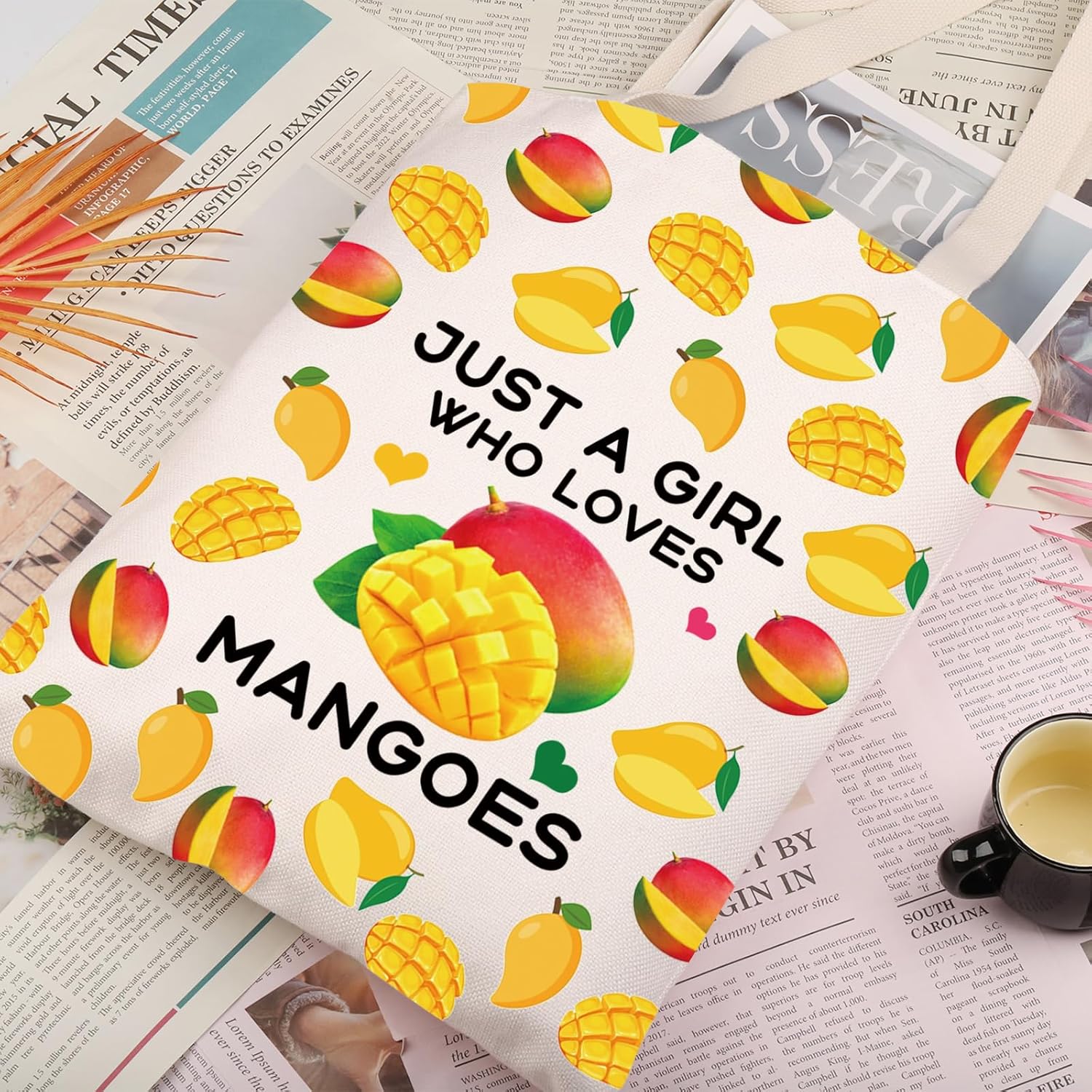 Gzrlyf Just a Girl Mango Makeup Bag - Funny Mango Lover Gift (Tote) - Image 2