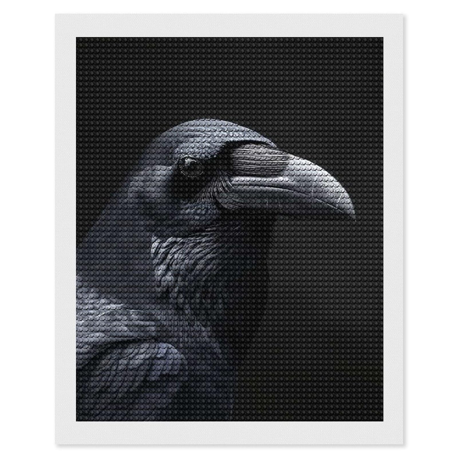 Junmoney Crow 5D Diamond Painting Kit 16"x20", Relaxing DIY, Mindful Craft Project, Full Kit Included, Thoughtful Present