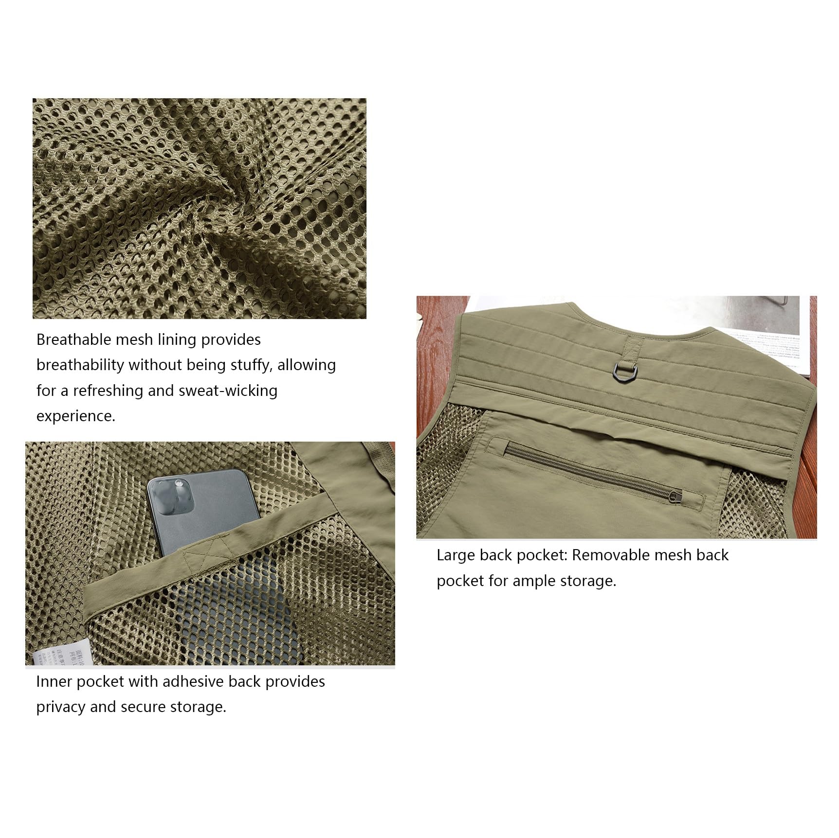 CLSQLXYJZC Chaleco Pesca Fotógrafos, Chaleco Informal De Malla Para Hombre De Verano Para Safari Pesca Transpirable Multibolsillos, Ligero Fotografía, Safari, Trabajo Carga Y Viajes