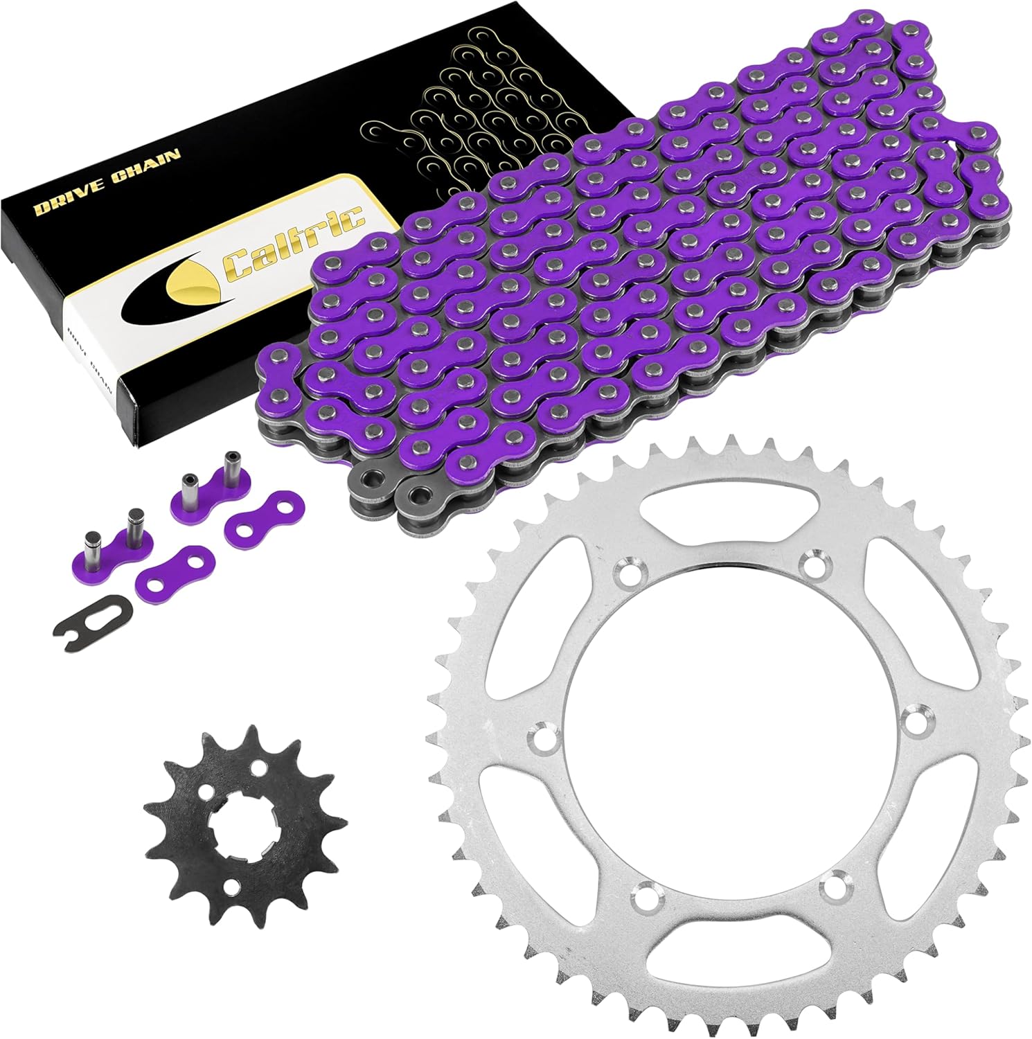 Caltric Drive Chain and Sprocket Kit Compatible with Kawasaki KDX200 1989 1990 1991 1992 1993-2006